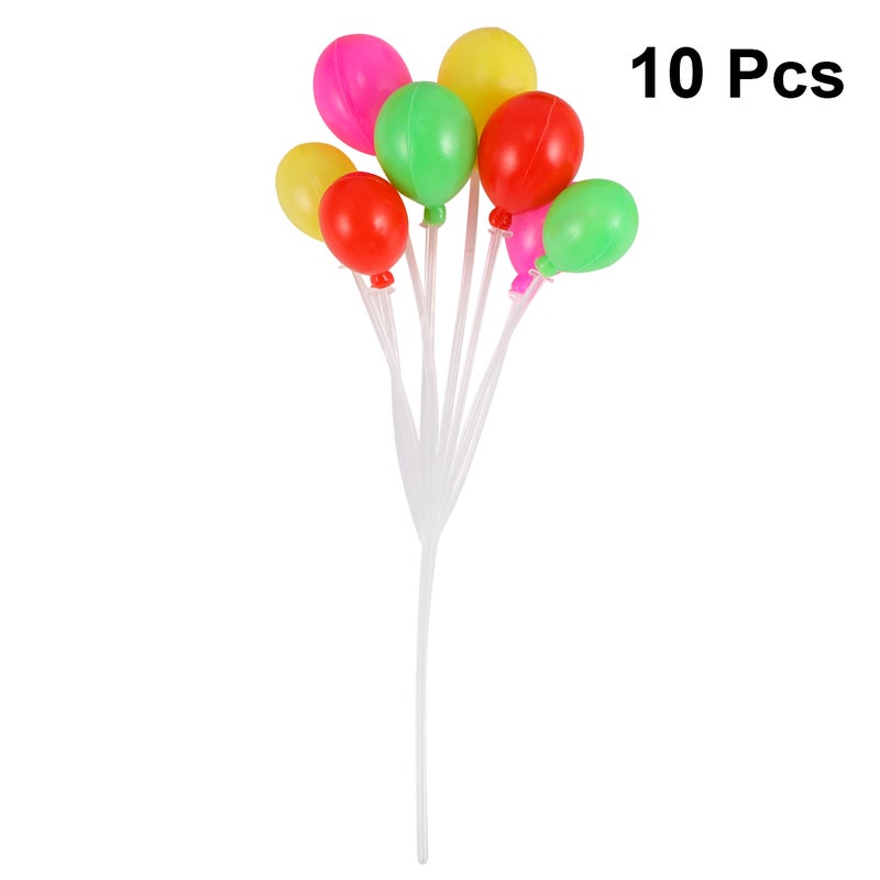 10PCS Birthday Balloons Cake Toppers Colorful Balloons Cake Decor Birthday Party Balloon Decor Lovely Dessert Fruits Cake Picks for Party Gathering (Round-shaped Balloons Style) - Image 1