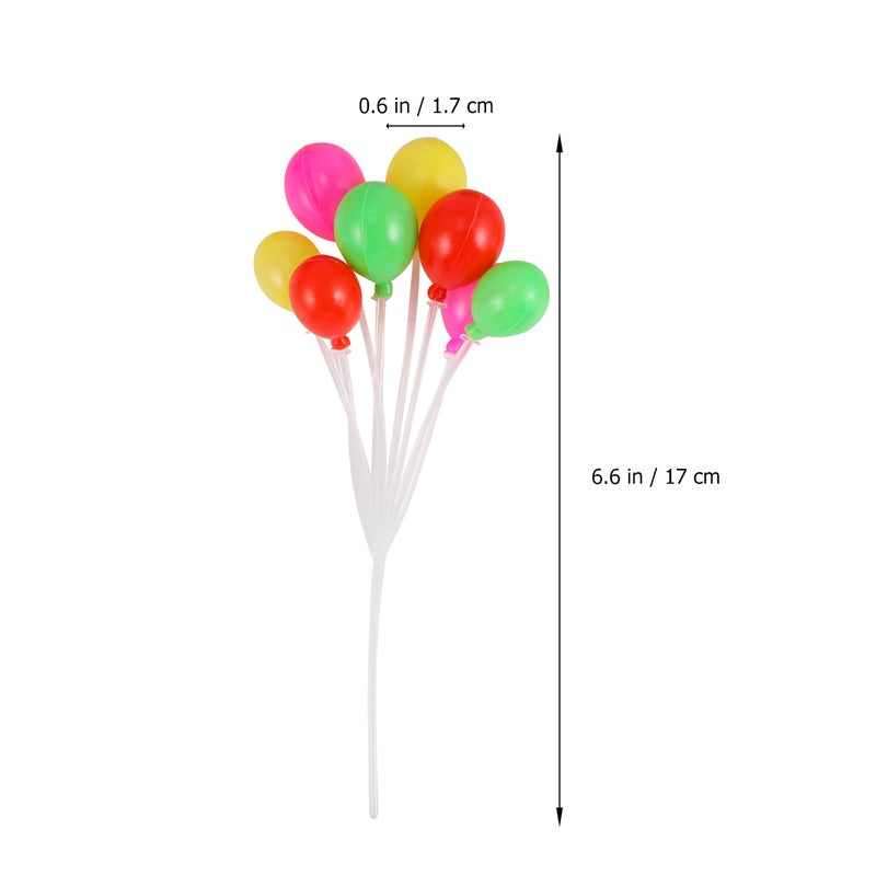 10PCS Birthday Balloons Cake Toppers Colorful Balloons Cake Decor Birthday Party Balloon Decor Lovely Dessert Fruits Cake Picks for Party Gathering (Round-shaped Balloons Style) - Image 2