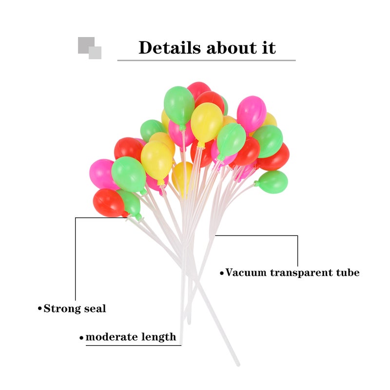 10PCS Birthday Balloons Cake Toppers Colorful Balloons Cake Decor Birthday Party Balloon Decor Lovely Dessert Fruits Cake Picks for Party Gathering (Round-shaped Balloons Style) - Image 4