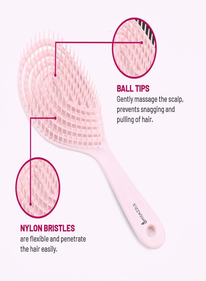Omidazzle Premium Pink 3D Hair Brush for Styling, Detangling and Grooming for Men and Women |Straightens & Detangles Curly Hairs | Reduces Hair Breakage and Promotes Hair Growth | Best Hair Brush for All Hair Types (MIHB0014) Assorted - Image 3