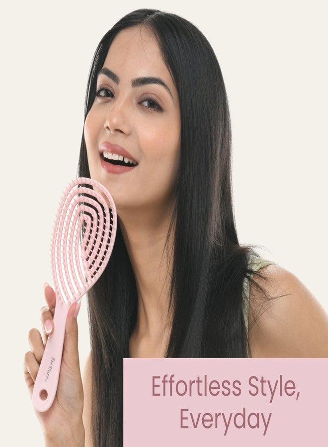 Omidazzle Premium Pink 3D Hair Brush for Styling, Detangling and Grooming for Men and Women |Straightens & Detangles Curly Hairs | Reduces Hair Breakage and Promotes Hair Growth | Best Hair Brush for All Hair Types (MIHB0014) Assorted - Image 5