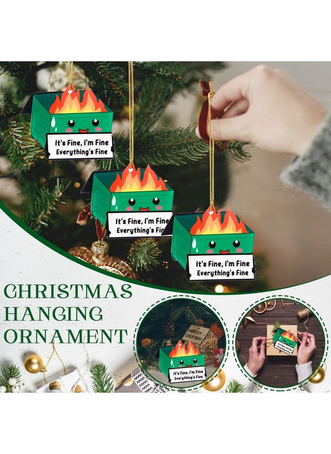 Sieral Sieral 10 Pcs Christmas Dumpster Fire Hanging Ornament Bulk Emotional Support Positive Funny Pendant Employee Appreciation Gift Thank You Gifts for Team Coworkers Teacher Xmas Tree Decor (Green)  - Image 4