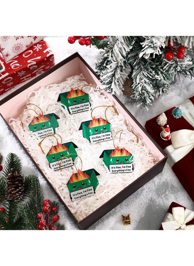 Sieral Sieral 10 Pcs Christmas Dumpster Fire Hanging Ornament Bulk Emotional Support Positive Funny Pendant Employee Appreciation Gift Thank You Gifts for Team Coworkers Teacher Xmas Tree Decor (Green)  - Image 5