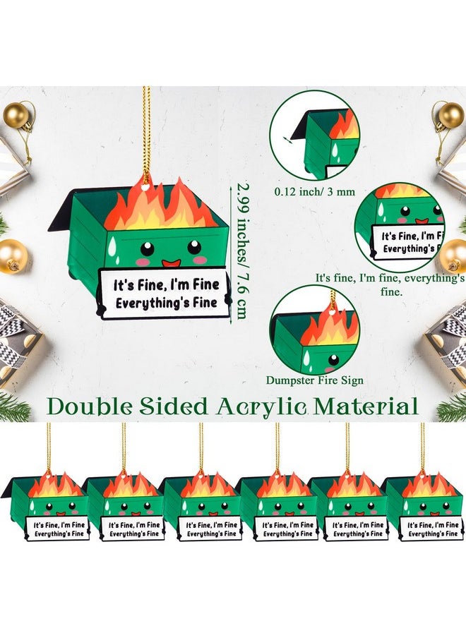 Sieral Sieral 10 Pcs Christmas Dumpster Fire Hanging Ornament Bulk Emotional Support Positive Funny Pendant Employee Appreciation Gift Thank You Gifts for Team Coworkers Teacher Xmas Tree Decor (Green)  - Image 2