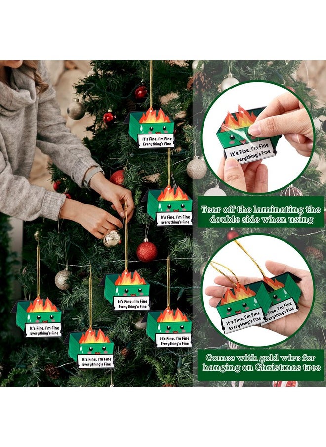 Sieral Sieral 10 Pcs Christmas Dumpster Fire Hanging Ornament Bulk Emotional Support Positive Funny Pendant Employee Appreciation Gift Thank You Gifts for Team Coworkers Teacher Xmas Tree Decor (Green)  - Image 3