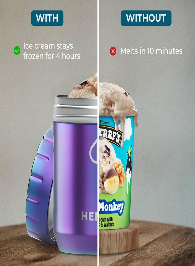 Hemli Ice Cream Pint Cooler, Fits All Standard Ice Cream Pints, Leakproof Lid with Silicone Seal, Non-Slip Bottom, Keeps Ice Cream Frozen for Hours, Stainless Steel Pint Cooler with Grip Lid - Image 5
