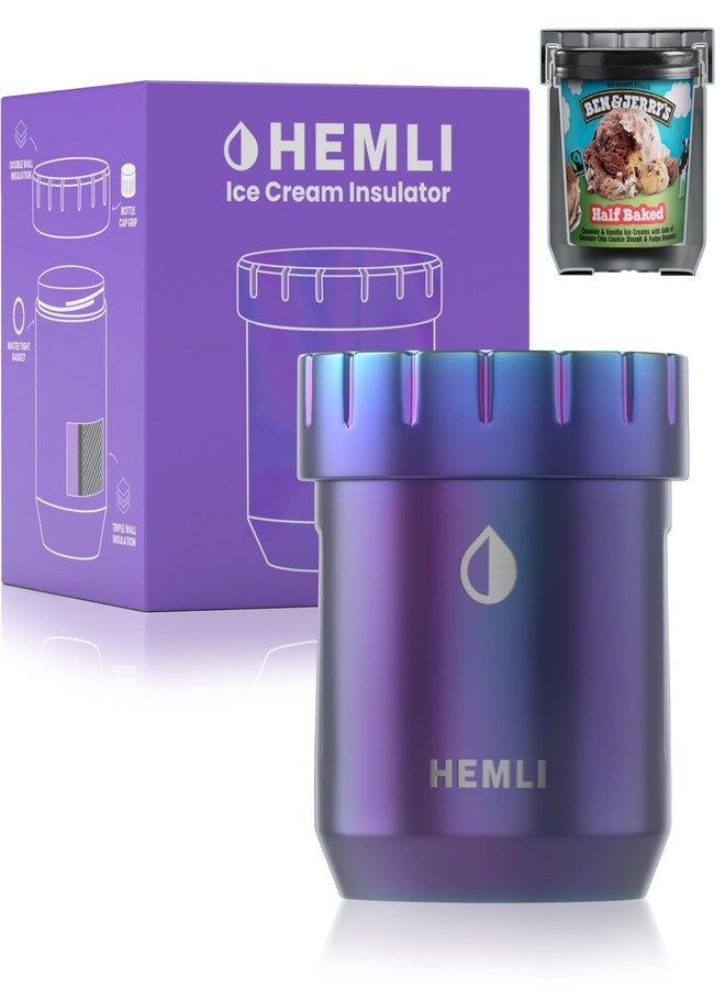 Hemli Ice Cream Pint Cooler, Fits All Standard Ice Cream Pints, Leakproof Lid with Silicone Seal, Non-Slip Bottom, Keeps Ice Cream Frozen for Hours, Stainless Steel Pint Cooler with Grip Lid - Image 1