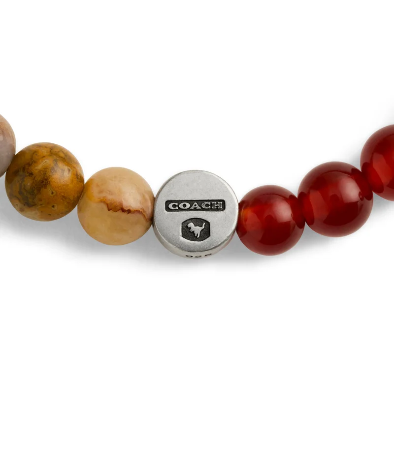 COACH Men's Sterling Silver Signature Mixed Jasper Beade