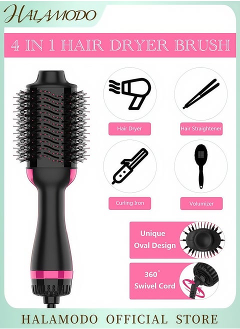 4 in 1 Hair Dryer Brush One Step Hair Dryer and Styler Volumizer Professional Hot Air Brush with Negative Ion Anti-frizz Blowout for Drying ＆ Straightening ＆ Salon