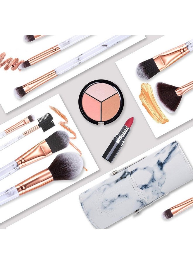 DUAIU Makeup Brushes Set Make Up Brushes Professional 15Pcs Marble Makeup Brush Set For Foundation Powder Concealers And Eyeshadow With Exquisite Marble Bucket Gift Box… - Image 5