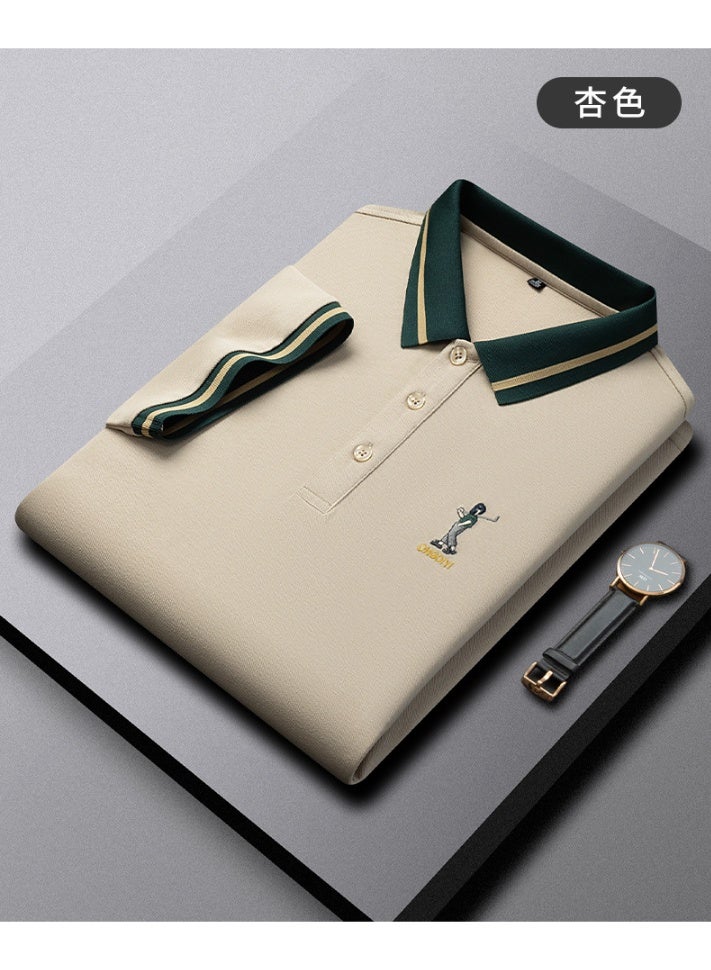 POLO Business Casual Short Sleeve Polo Shirt Embroidered Collar Breathable Solid Color Summer for Middle-Aged Men - Image 2