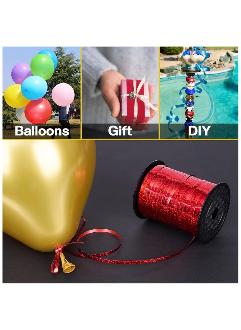 Home zone Red 500 Yard Curling Iridescent Crimped Metallic Ribbon for Gift Wrapping Balloons Hair Florist Flowers (1 Roll) - Image 4