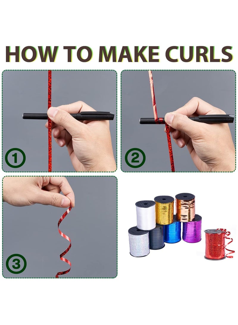 Home zone Red 500 Yard Curling Iridescent Crimped Metallic Ribbon for Gift Wrapping Balloons Hair Florist Flowers (1 Roll) - Image 5