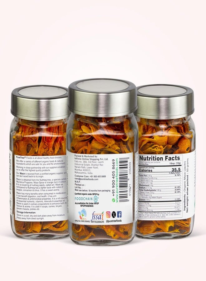 Pure Tree Certified Organic Javitri Spices Whole | 50 g | Glass Jar | Mace Whole Spice | Japathri Flower | Japathri Mace Flower | Jaypatri Spice Enhance Flavour Of Dishes - Image 2