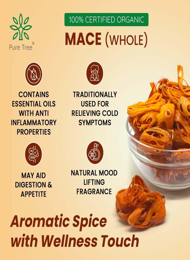 Pure Tree Certified Organic Javitri Spices Whole | 50 g | Glass Jar | Mace Whole Spice | Japathri Flower | Japathri Mace Flower | Jaypatri Spice Enhance Flavour Of Dishes - Image 3