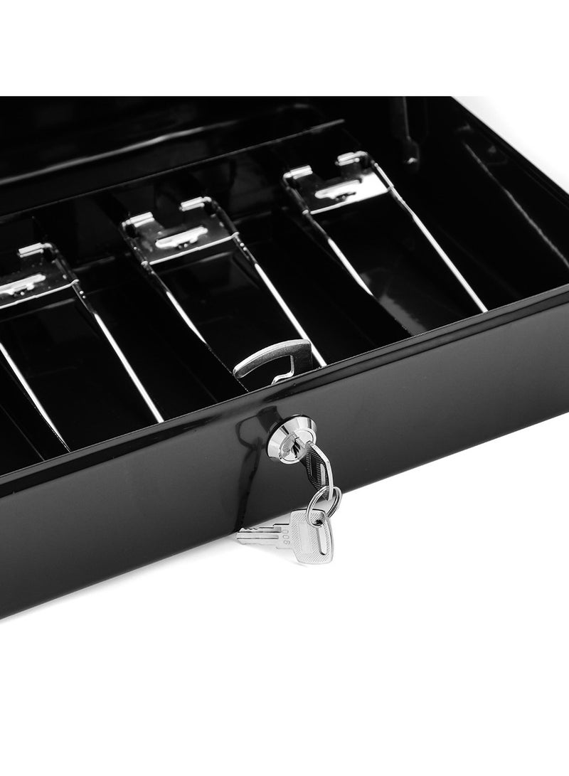 DUNISO Cash Box With Money Tray And Lock, Black Metal Steel Cash Box For Small Business, Can Store Checks, Coins, Portable Cash Storage Box With Lockable Lid - Image 4
