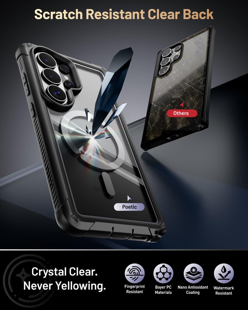 POETIC Guardian MagPro Case for Galaxy S26 Ultra 6.9", MagSafe Compatible | 20FT Mil-Grade Drop Tested | 1 Privacy Tempered Glass Screen Protector, Full Body Shockproof Case for S26 Ultra, Black/Clear - Image 4