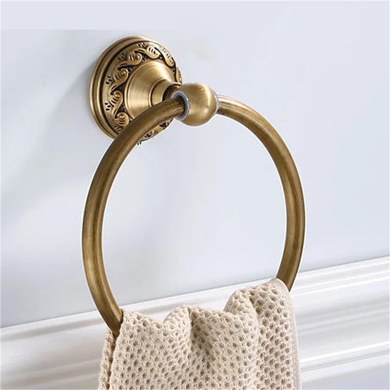 Antique Brass Round Wall Mounted Towel Ring For Bathroom Holder - Image 3