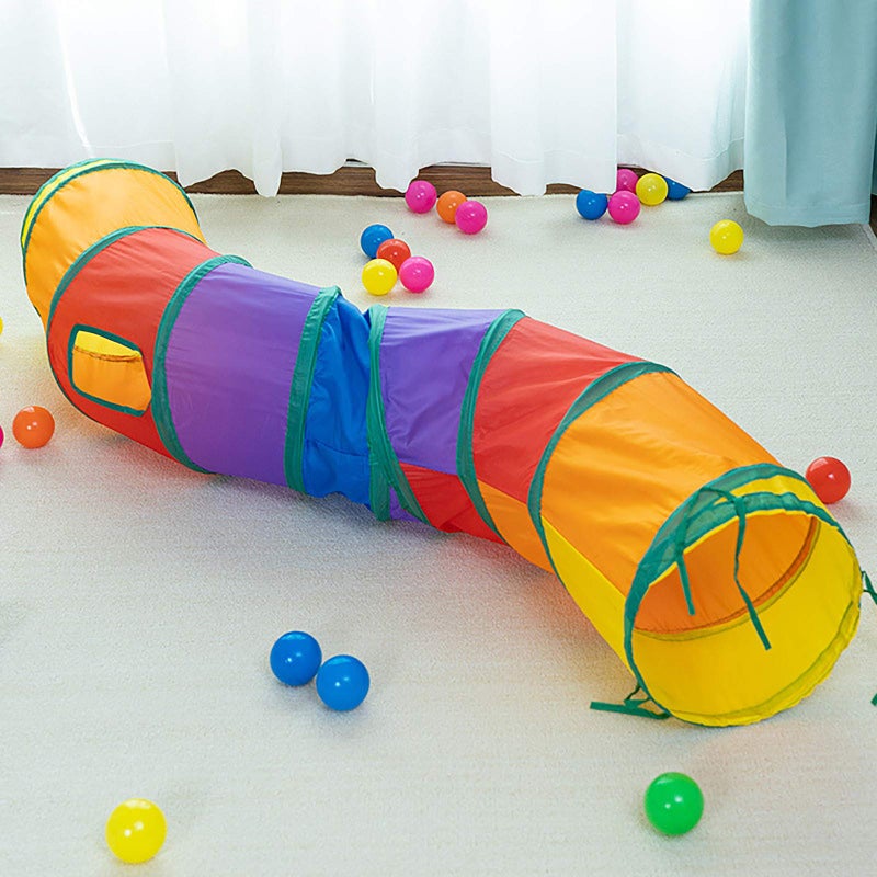 iCAGY Cat Tunnel for Indoor Cats Interactive, Rabbit Tunnel Toys, Pet Toys Play Tunnels for Cats Kittens Rabbits Puppies Crinkle Pop Up Rainbow 47" Shape S - Image 1