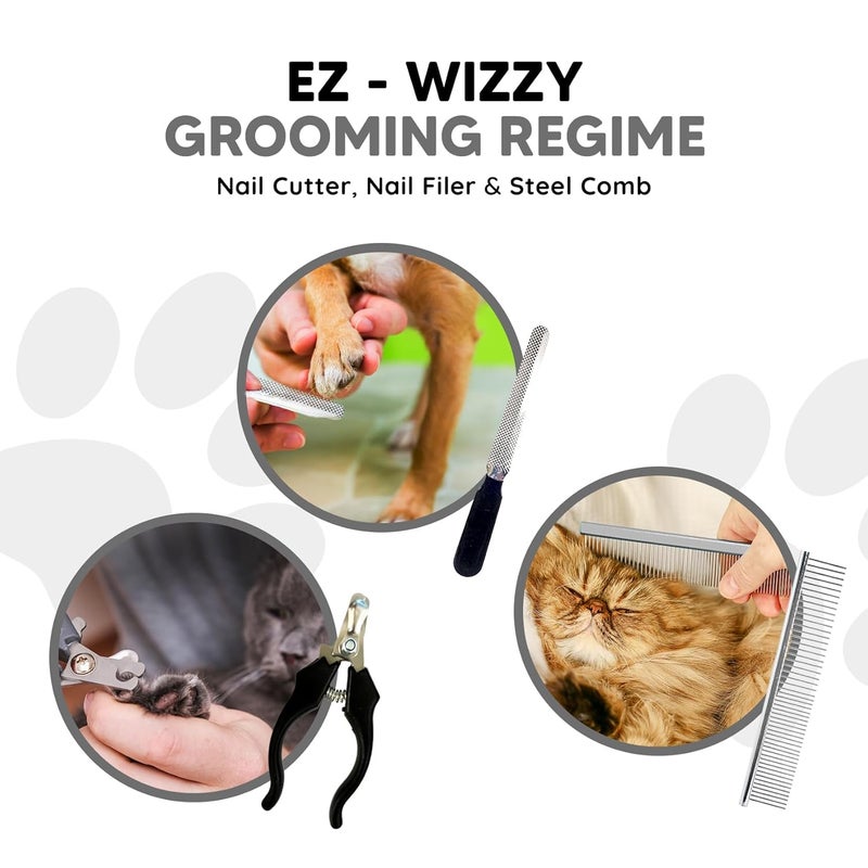 Lets Shave EZ-WIZZY 3-in-1 Pet Grooming Kit | Cat & Dog Nail Clippers with Safety Guard, Nail File & Hair Comb | Professional Pet Care Combo for Safe & Stress-Free Grooming - Image 2