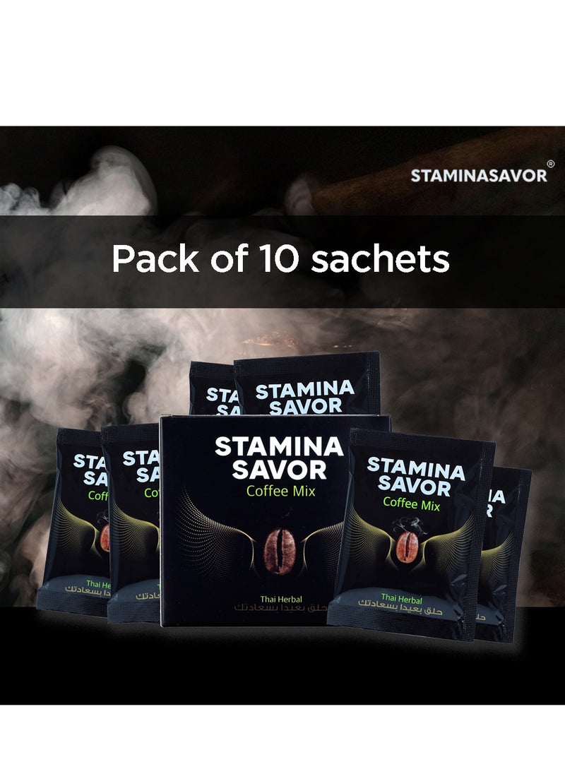Stamina Savor Thai Herbal Instant Coffee Roasted Ground Beans Coffee Sachet- 10 Sachets, 150g  - Image 3