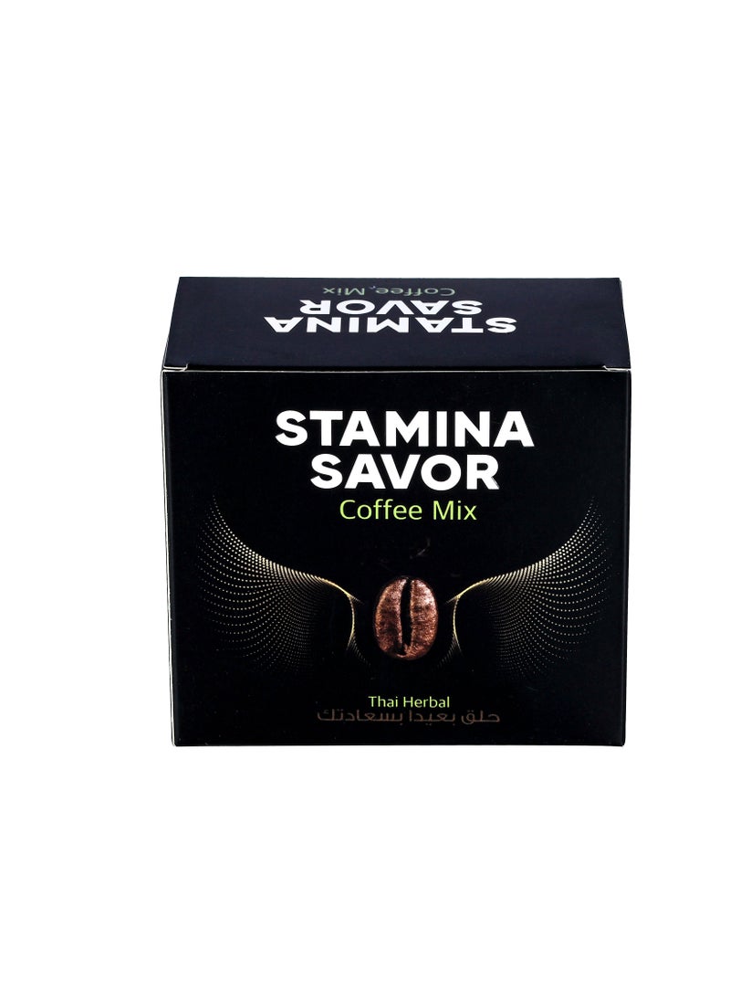 Stamina Savor Thai Herbal Instant Coffee Roasted Ground Beans Coffee Sachet- 10 Sachets, 150g  - Image 1