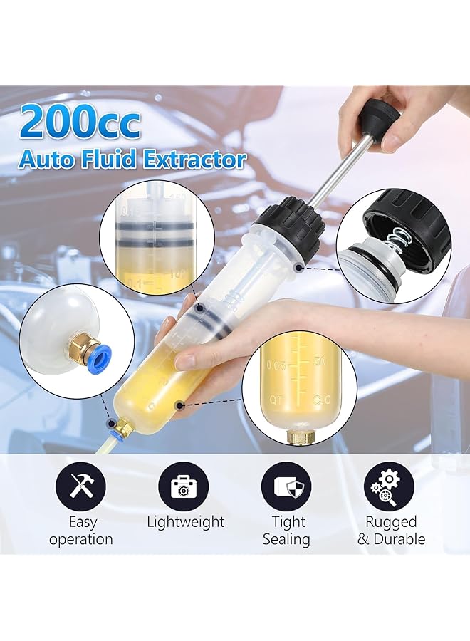 WEZCHUGHAOL 200Cc Oil Fluid Extractor, Fluid Syringe Pump Manual Suction Vacuum Fuel For Atv'S, Boats, Farm Equipment, Industrial Gear Boxes, Motor Vehicles, Oil Change Evacuation Pump  - Image 4
