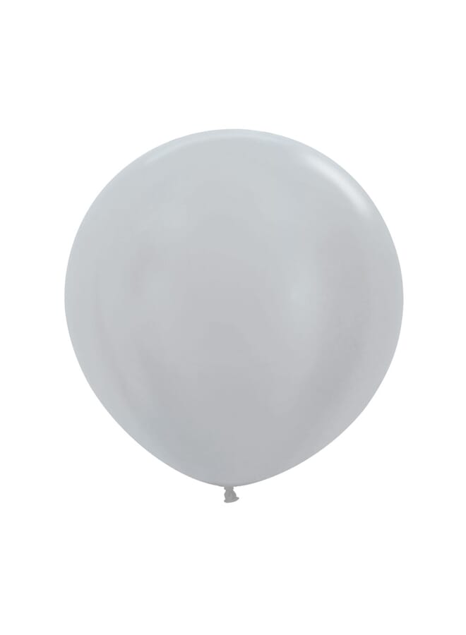Party Time 2 Piece Round Latex Balloons 36Inch silver - Image 2