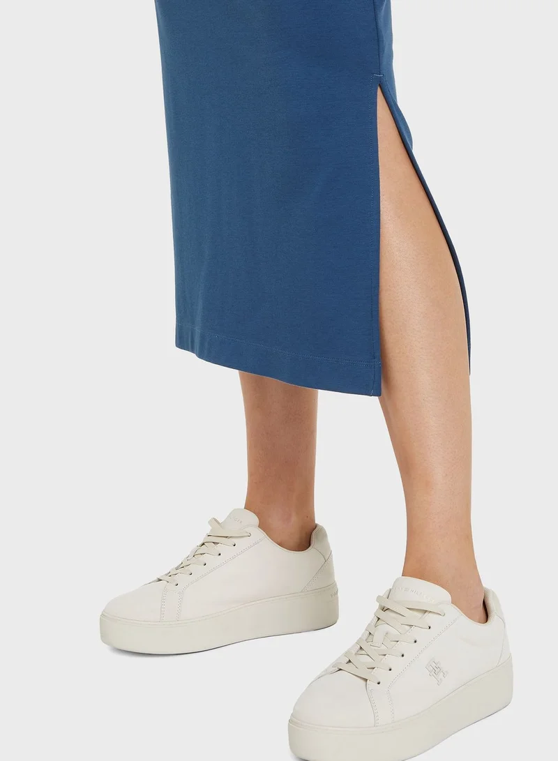 TOMMY HILFIGER Blue Cotton Midi Dress