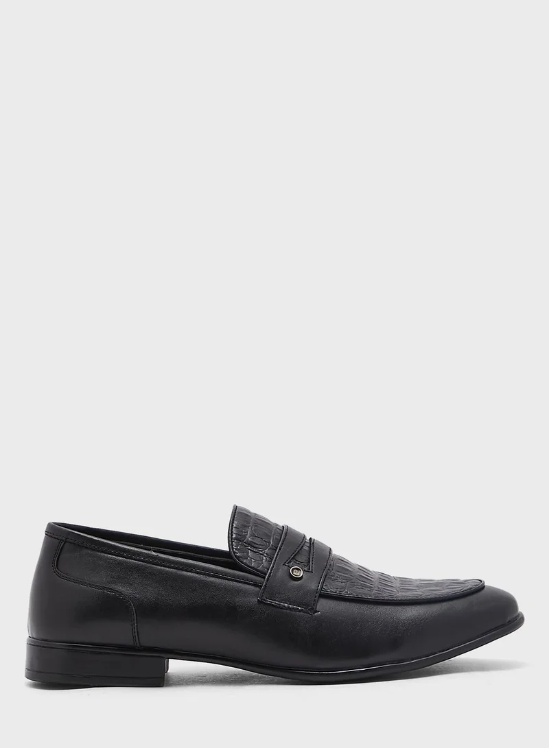 Robert Wood Faux Leather Croc Emboss Formal Slip Ons
