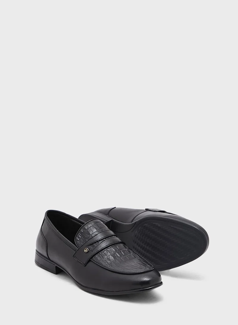 Robert Wood Faux Leather Croc Emboss Formal Slip Ons
