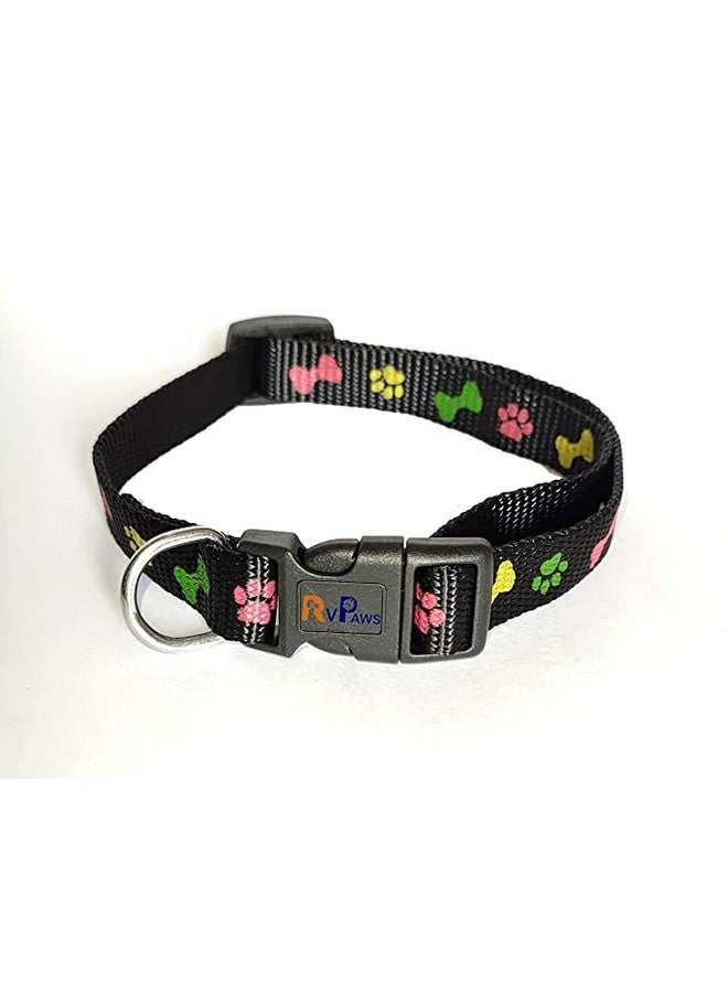 طوق نايلون مطبوع قابل للتعديل ومقود 15 مم - تصميم سريع الفتح وجيد التهوية، طوق لطيف سهل التثبيت مع جرس للكلاب والقطط - أسود - Image 3