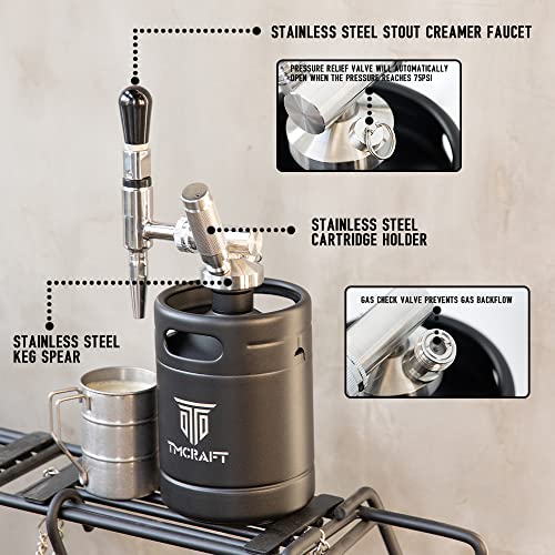 TMCRAFT 64oz Nitro Cold Brew Coffee Maker, Home Brew Coffee Keg with Stainless Steel Stout Creamer Faucet & Pressure Relieving Valve - Image 4