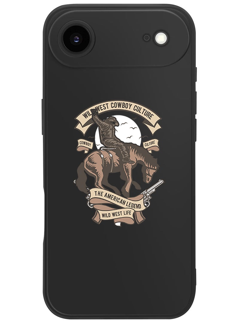 Theodor Protective Slim Fit Case Liquid Silicone Cover with Full Body Protection Anti-Scratch Shockproof Case For Apple iPhone 17 Air (Black) Wild west cowboy - Image 1