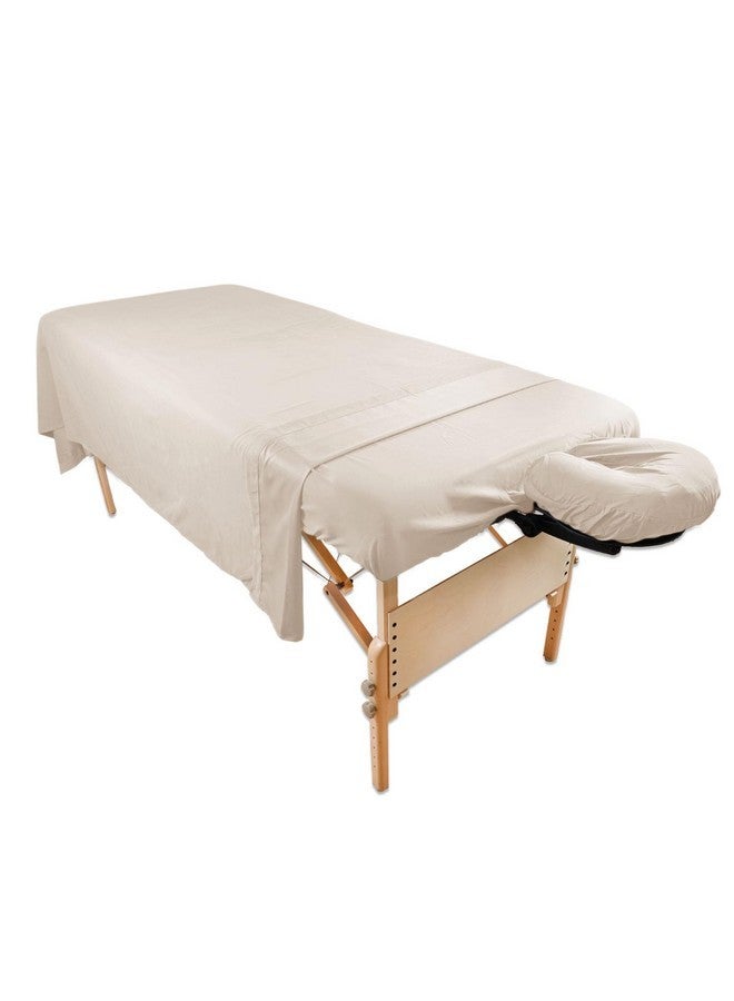 Body Linen Ble Poly-Cotton Sheet Sets By Body Linen. - 3 Piece Set Includes Flat & Flat Sheets And A Face Rest Cover. Super Soft And Durable For Professional Use (Natural) - Image 1