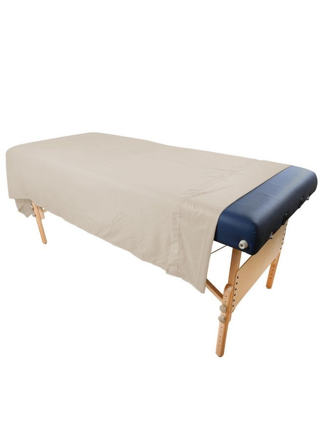 Body Linen Ble Poly-Cotton Sheet Sets By Body Linen. - 3 Piece Set Includes Flat & Flat Sheets And A Face Rest Cover. Super Soft And Durable For Professional Use (Natural) - Image 3