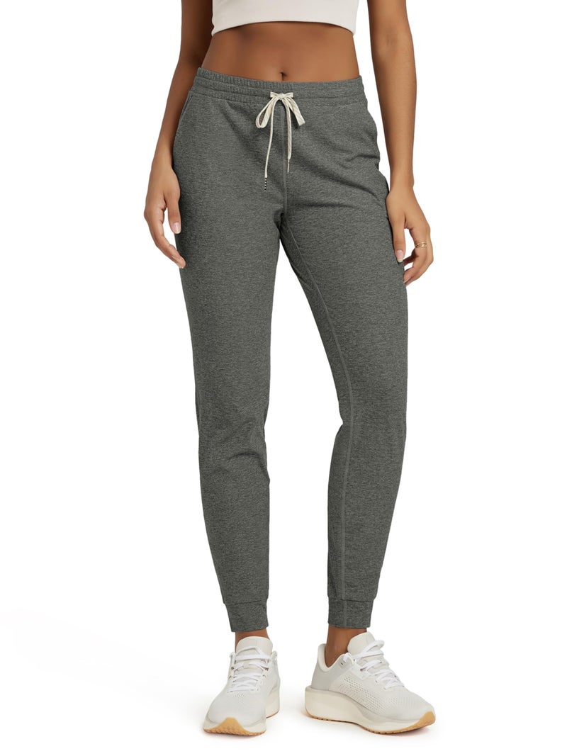 ODODOS Women's Performance Joggers - Ultra Soft odSTRATUM Tech Sweatpants - 25" Mid Rise Cropped Pants with Pockets, Smoke Heather, X-Small - Image 1