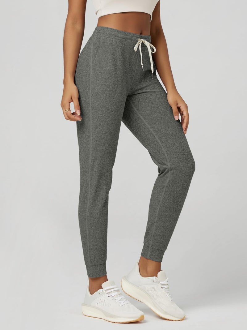 ODODOS Women's Performance Joggers - Ultra Soft odSTRATUM Tech Sweatpants - 25" Mid Rise Cropped Pants with Pockets, Smoke Heather, X-Small - Image 3