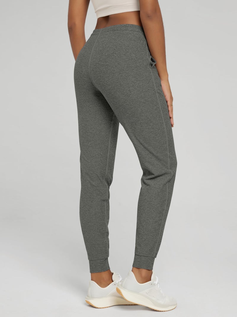 ODODOS Women's Performance Joggers - Ultra Soft odSTRATUM Tech Sweatpants - 25" Mid Rise Cropped Pants with Pockets, Smoke Heather, X-Small - Image 4