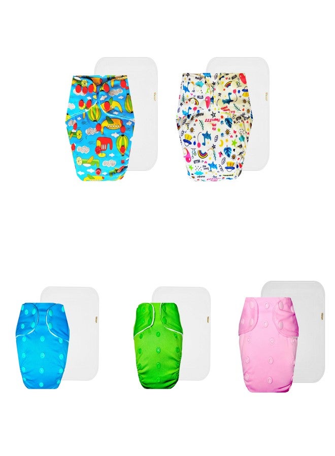 حفاضات دمبلدو القماشية الممتازة مع حشوة قطنية (عبوة من 5) | مضادة للحساسية | تسمح بمرور الهواء | سريعة الجفاف | ضرورية للاستخدام اليومي | من 3 أشهر إلى 3 سنوات | مناسبة للجنسين - Image 1