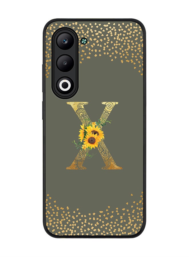 Stylizedd For Oppo A5 5G / A5 4G Case,Slim fit Camera Protection, Shockproof Thin Phone cover  - Custom Floral Monogram - X  (Olive Green )