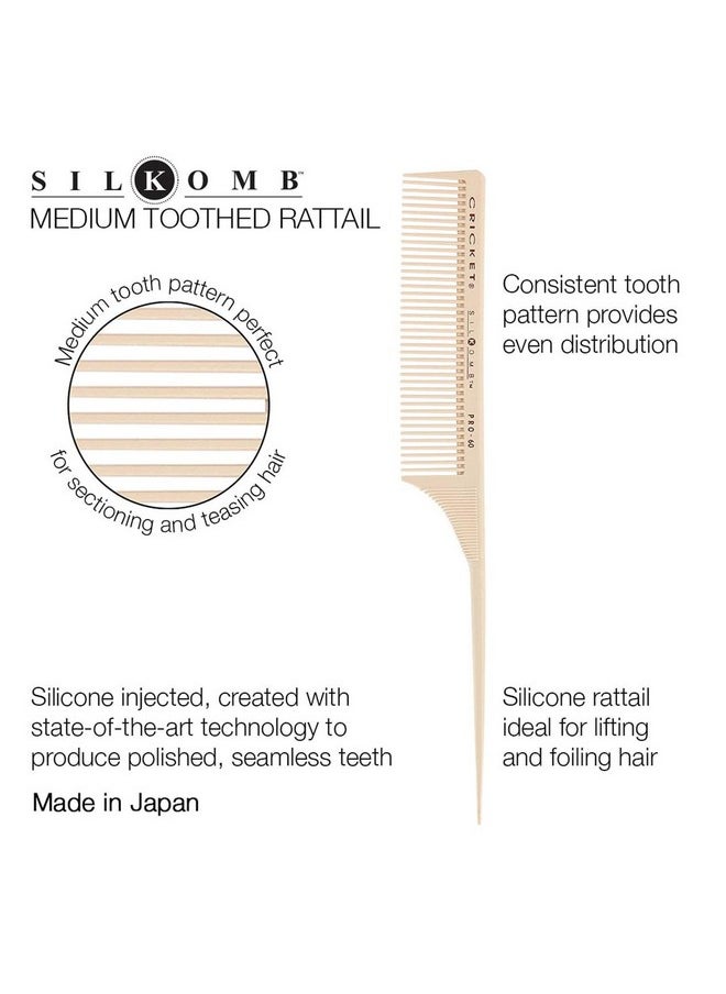 Cricket Silkomb Pro60 Medium Tooth Rattail Professional Hair Stylist Comb For Teasing Sectioning Parting Lifting Styling Coloring Hair  - Image 4