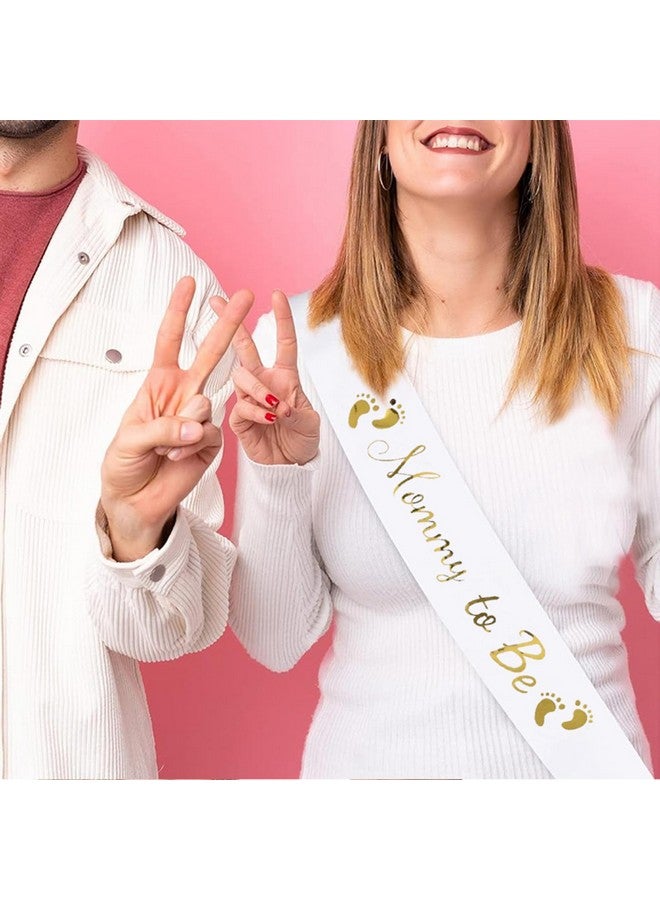 BLUPLE Mommy To Be White Satin Sash - Baby Shower Sash Decorations, Gender Reveal Party, Welcome Baby (1) - Image 4