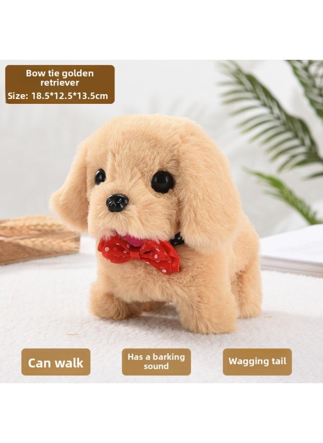 Simulation Electric Dog Plush Electric Puppy Will Walk Will Nod Will Shake The Tail Children's Toy Dog Stall Wholesale-Color:Bow Tie Golden Retriever-Specifications:Naked  - Image 1