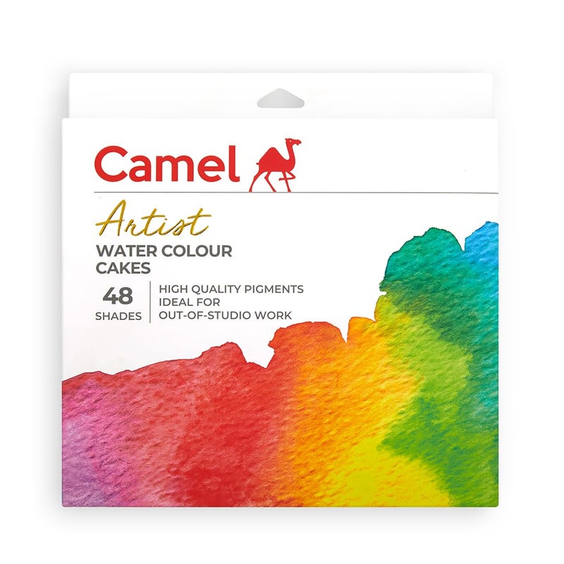 Camel Artist Water Colour Cakes - 48 Assorted Shades | Rich Pigments & Vibrant Colors | Ideal for Artists & Hobbyists - Image 1