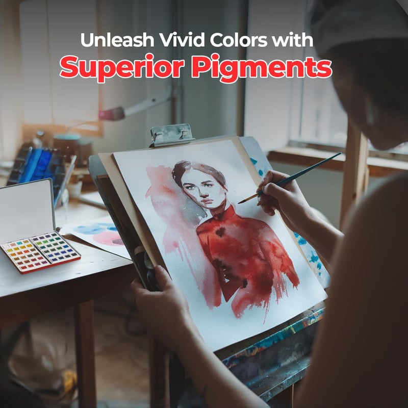 Camel Artist Water Colour Cakes - 48 Assorted Shades | Rich Pigments & Vibrant Colors | Ideal for Artists & Hobbyists - Image 5