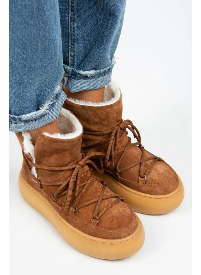 Manijero  Haven Women's Real Leather Lace‑up Fur‑Trimmed Sole Boot. for Women | Best Price UAE