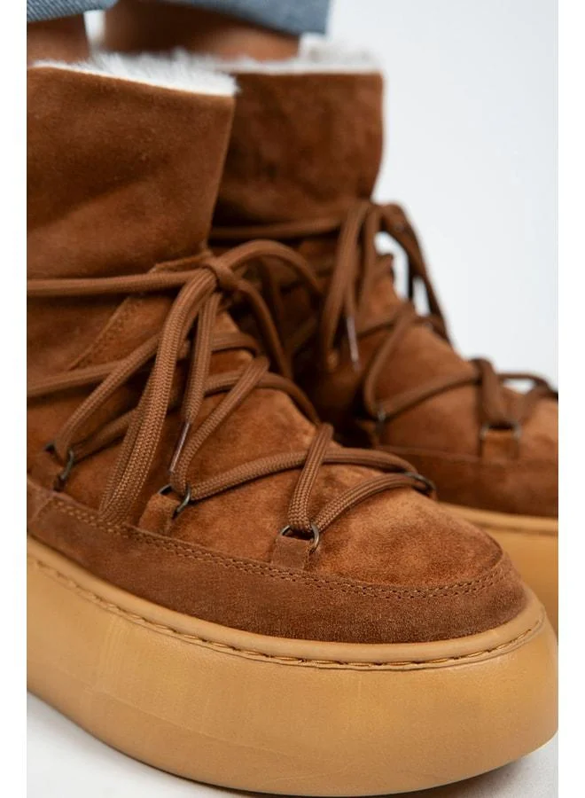 Manijero  Haven Women's Real Leather Lace‑up Fur‑Trimmed Sole Boot. for Women | Best Price UAE
