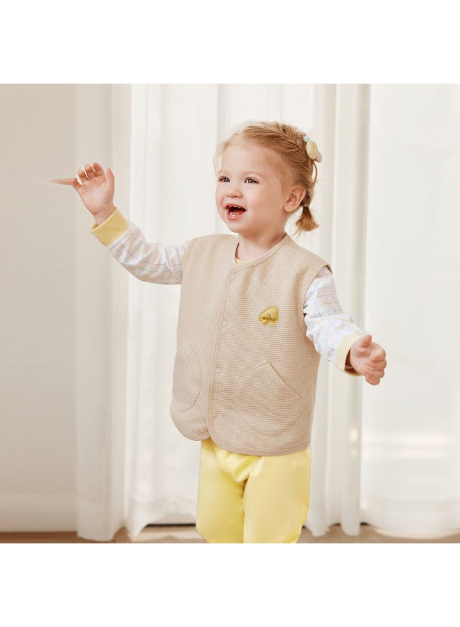 Minibala Pure Cotton Children's Warm Vest Uni Baby Indoor And Outdoor Sleeveless Jacket Spring And Autumn - Image 1