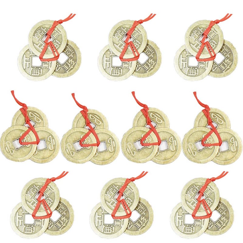 EasyBravo 10 Sets Fortune Coins Feng Shui Coins with Red String for Wealth and Success, 30 Coins - Image 4